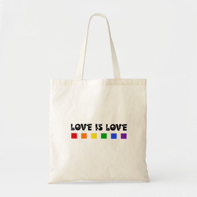 Bolsa Tote O Amor É Orgulho Mínimo Arco-Íris (Frente)