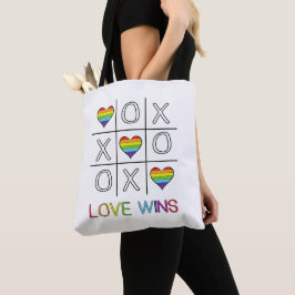 Bolsa Tote O amor ganha o arco-íris orgulho gay coração tic t
