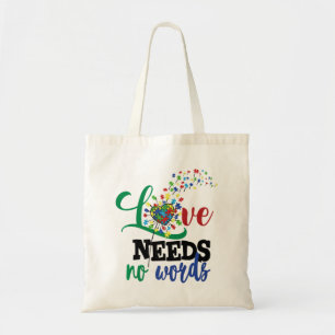 Bolsa Tote O Amor Não Precisa De Palavras Autismo Camisa Auti