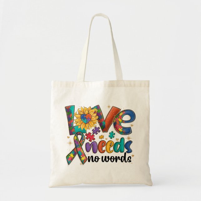 Bolsa Tote O Amor Não Precisa De Palavras - Consciência Autis (Frente)