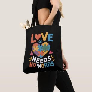Bolsa Tote O Amor Não Precisa de Palavras Conscientização sob