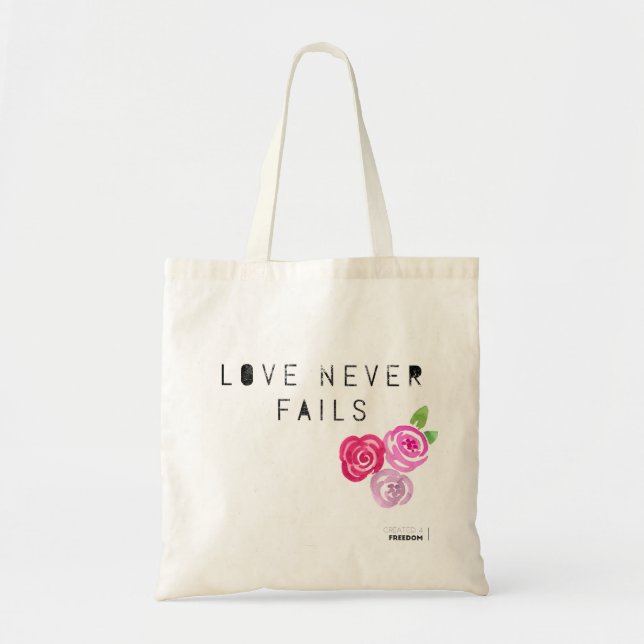 Bolsa Tote O Amor Nunca Falha, rosas (Frente)