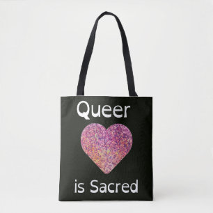 Bolsa Tote O Amor Queer Rosa e Preto é Sagrado