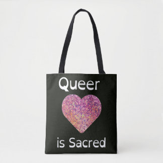 Bolsa Tote O Amor Queer Rosa e Preto é Sagrado