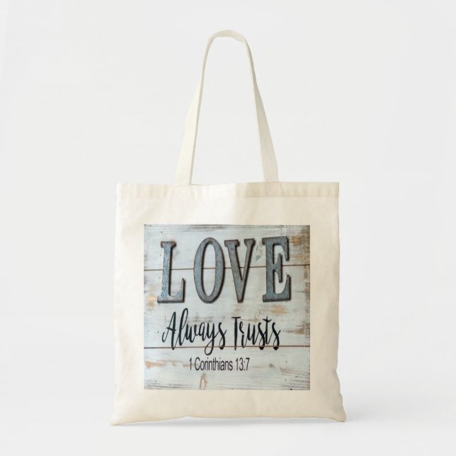 Bolsa Tote O Amor Sempre Confia no Metal Russo (Frente)