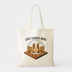 Bolsa Tote O Amor Sempre Vence: Rei e Rainha de Xadrez Vintag