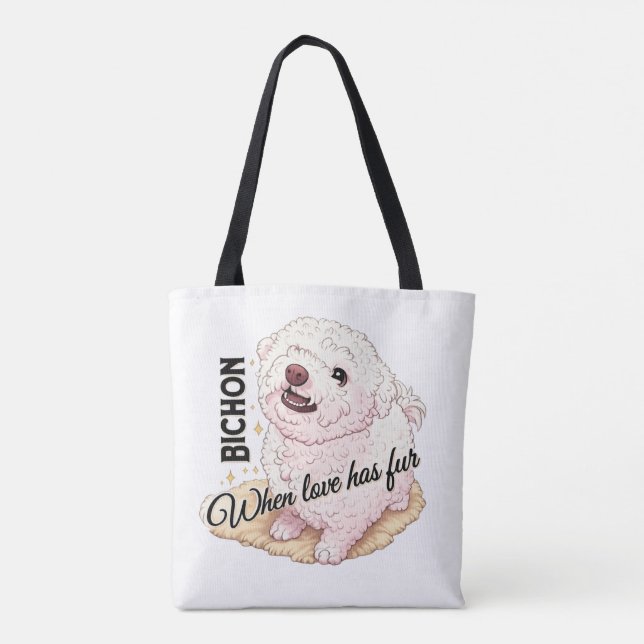 Bolsa Tote O Amor tem Bichon Frisé  (Verso)