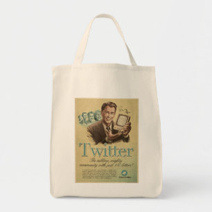 Bolsa Tote O anúncio social dos meios do Twitter retro envia