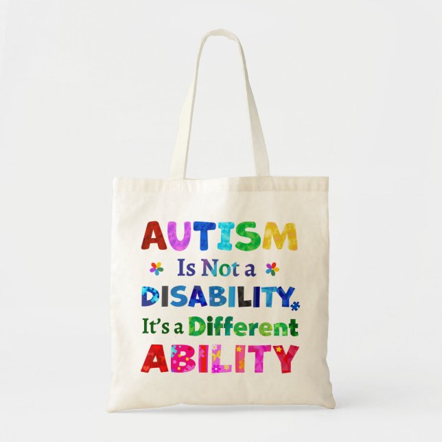 Bolsa Tote O AUTISM não é uma deficiência (Frente)