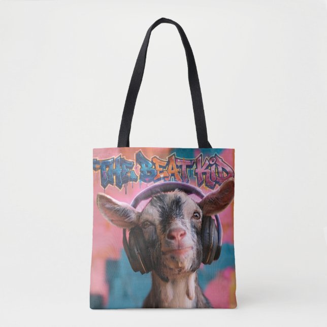 Bolsa Tote O Beat Kid - DJ Bode Gaiteiro com Fones de Ouvido (Frente)