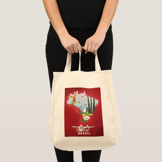 Bolsa Tote O Brasil Ilustrou poster de viagens. (Frente (produto))