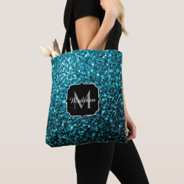 Bolsa Tote O brilho azul-aqua brilha brilha como brilha monog