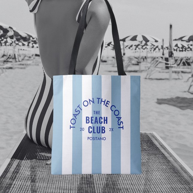 Bolsa Tote O Brinde Do Clube De Praia Na Faixa Azul Costeira (Criador carregado)