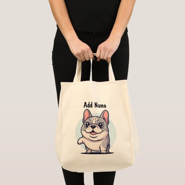 Bolsa Tote O Bulldog Francês Personalizado Adiciona Seu Nome (Frente (produto))