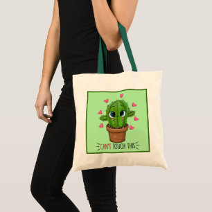 Bolsa Tote o cacto engraçado toca esta palavra de arte
