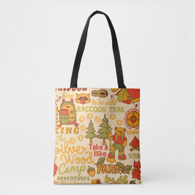 Bolsa Tote O Campo de Madeira Prateada, personagens bonitinho (Frente)