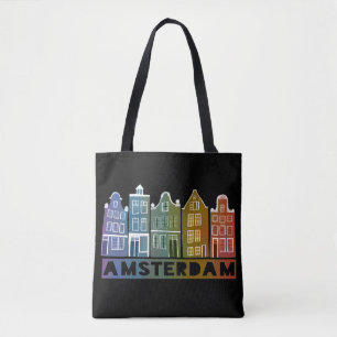Bolsa Tote O Canal de Amsterdã Casou a Vila Neerlandesa Color