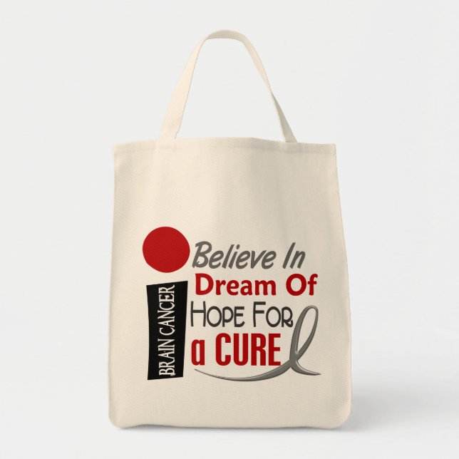 Bolsa Tote O cancro cerebral ACREDITA a ESPERANÇA IDEAL (Frente)