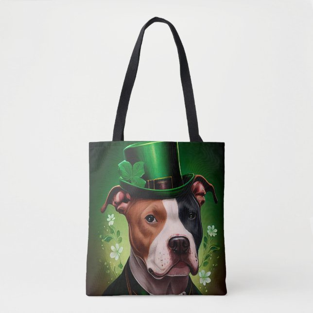 Bolsa Tote O cão americano Staffordshire na Rua. (Frente)