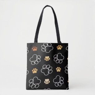 Bolsa Tote O cão Pawprint segue a sacola preta