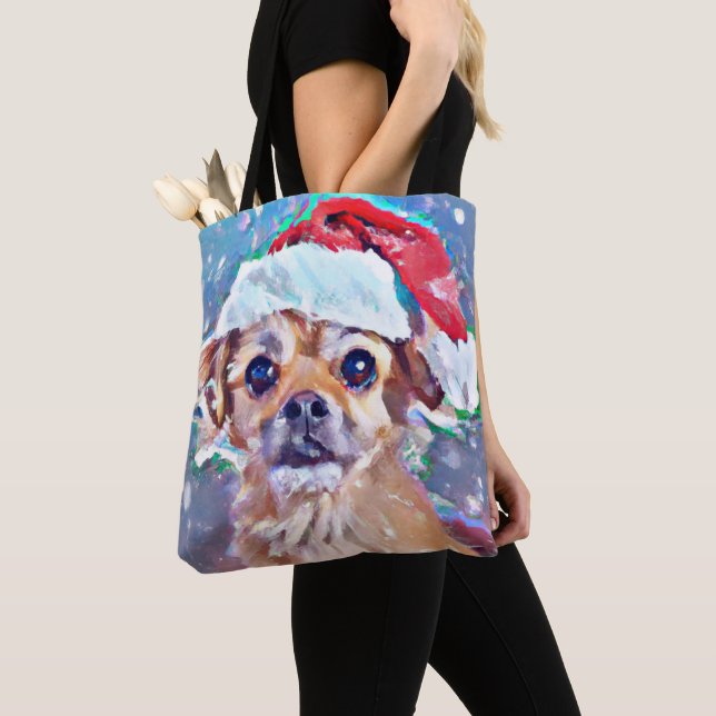 Bolsa Tote O cãozinho de Natal mais fofo de todos os tempos! (Close Up)