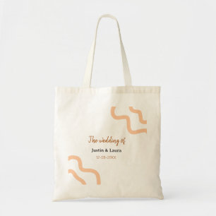 Bolsa Tote O casamento de noivo noiva nome data pêssego