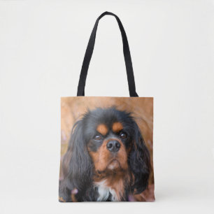 Bolsa Tote O Cavalier do Rei Charles Spaniel, preto e tan