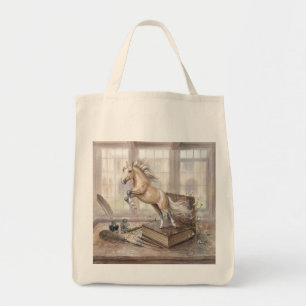Bolsa Tote O Cavalo do Estudioso Saltando de um Livro