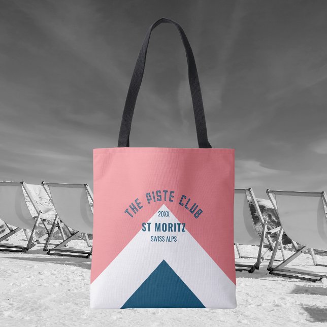 Bolsa Tote O Clube de Pistolas Pink White Blue Pak Ski Person (Criador carregado)