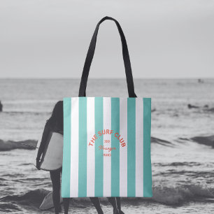 Bolsa Tote O Clube do Surf Crest Turquoise Cabana Stripe