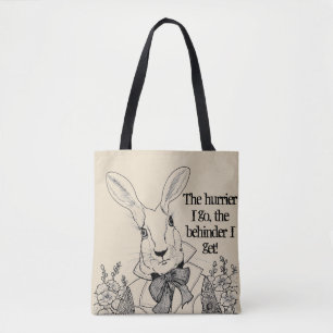 Bolsa Tote O Coelho- branco mais hurrier eu vou, o behinder