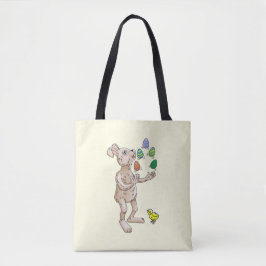 Bolsa Tote O coelho da Páscoa faz malabarismo com os ovos da