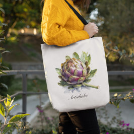 Bolsa Tote O Coração do Jardim: Artichoke em Aquarela