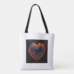 Bolsa Tote o coração queimando com amor