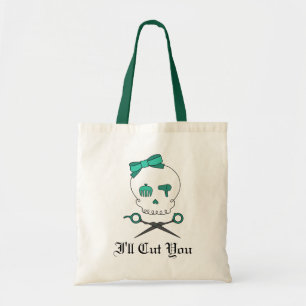 Bolsa Tote O crânio do cabeleireiro & Scissor Crossbones -