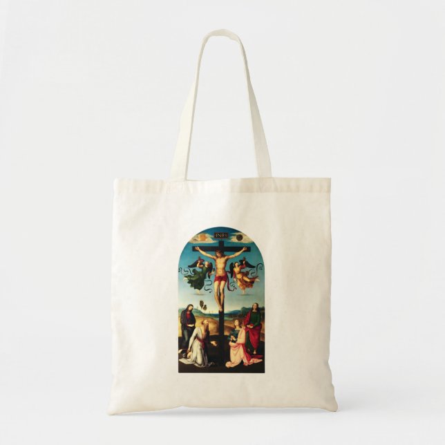 Bolsa Tote O Cristo Crucificado com a Virgem Maria (Frente)