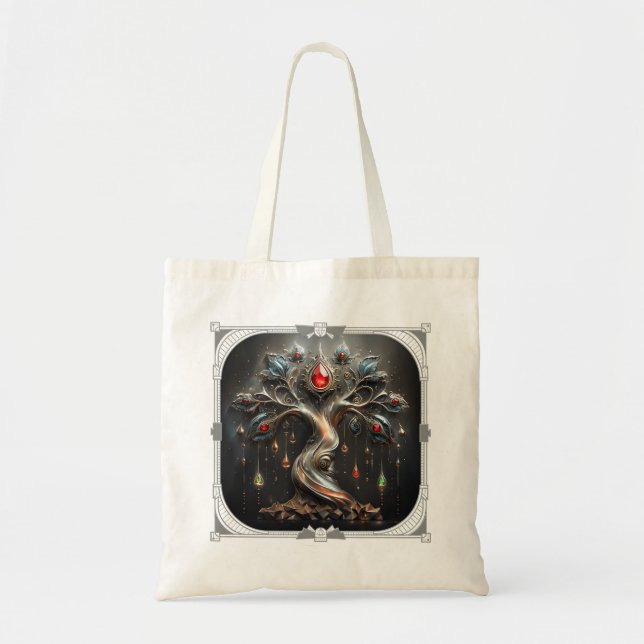 Bolsa Tote O desenho da Árvore da Vida em Art Déco. (Frente)