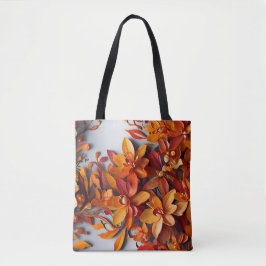 Bolsa Tote O Design de Padrão Floral Laranja