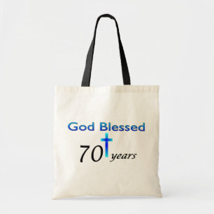 Bolsa Tote O deus abençoou 70 anos de presente de aniversár