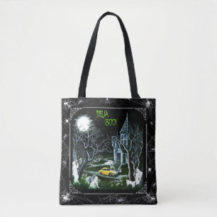Bolsa Tote O Dia das Bruxas assombrou a sacola da mansão,