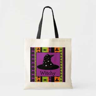Bolsa Tote O Dia das Bruxas listra o saco do chapéu da bruxa