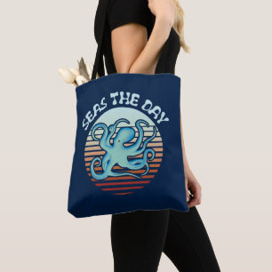 Bolsa Tote O Dia dos Mares   Octopus de Summer Vibes