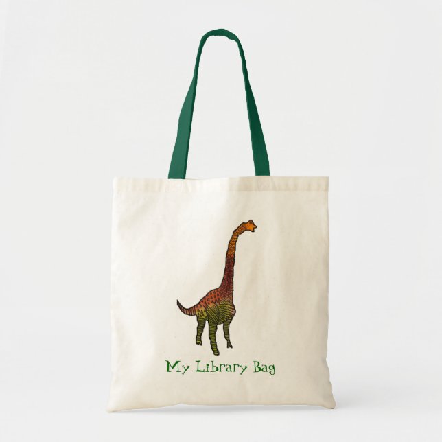 Bolsa Tote O dinossauro bonito caçoa o saco da biblioteca (Frente)