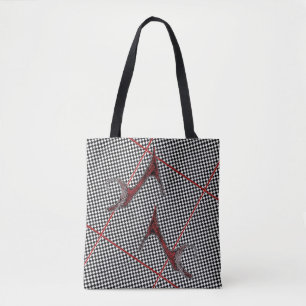 Bolsa Tote O direito calça preto e branco verificado