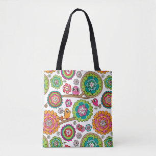 Bolsa Tote o doodle floresce o teste padrão do fundo