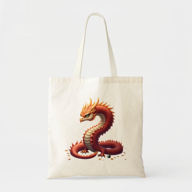 Bolsa Tote O dragão serpente dourado.  (Frente)