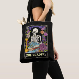 Bolsa Tote O esqueleto da placa tarot do leitor