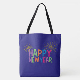 Bolsa Tote O feliz ano novo com fogos-de-artifício