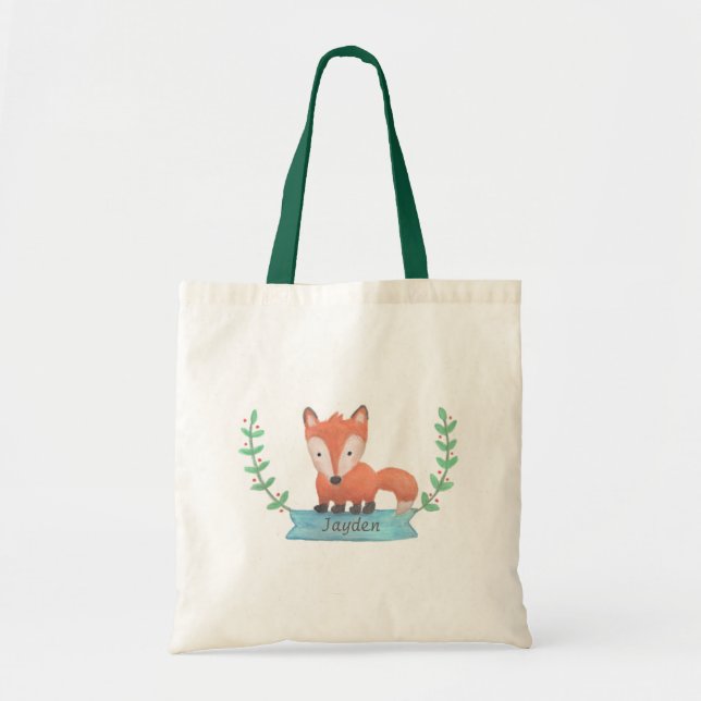 Bolsa Tote O Fox bonito da floresta personalizado caçoa a (Frente)