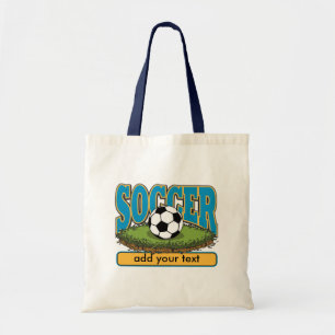 Bolsa Tote O futebol feito sob encomenda adiciona o texto